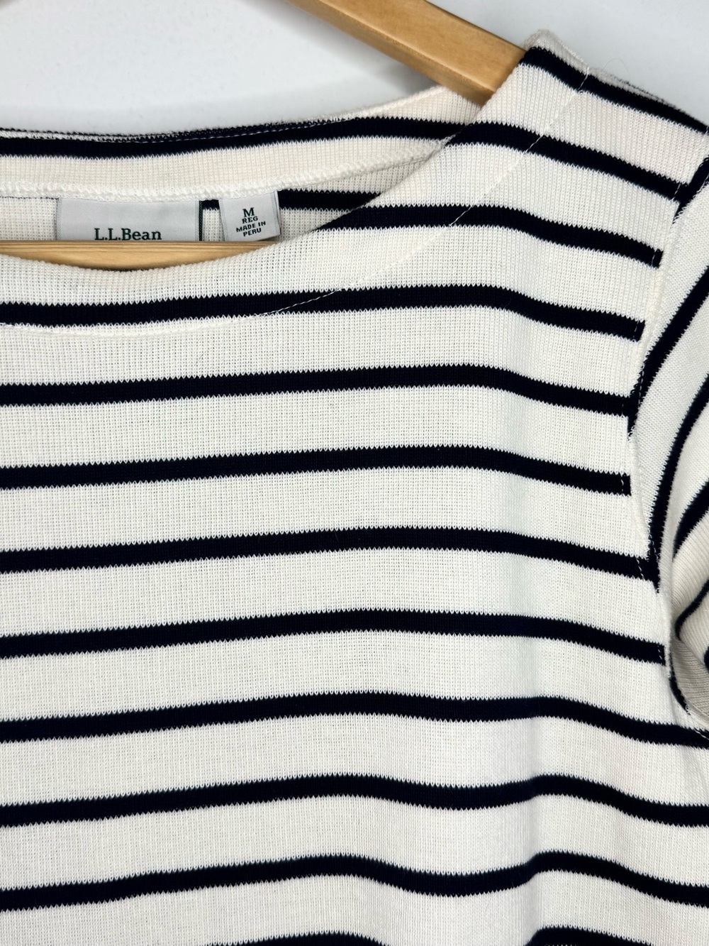 LL BEAN Striped Boatneck Cotton Knit Tunic Style Top Women’s Medium Classic EUC - Picture 2 of 4